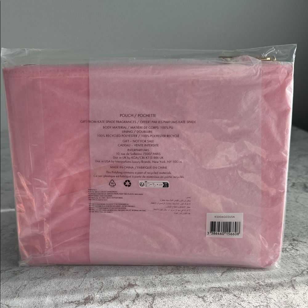 kate spade Pink Zip Cosmetic Pouch with Gold Accents - Picture 2 of 2